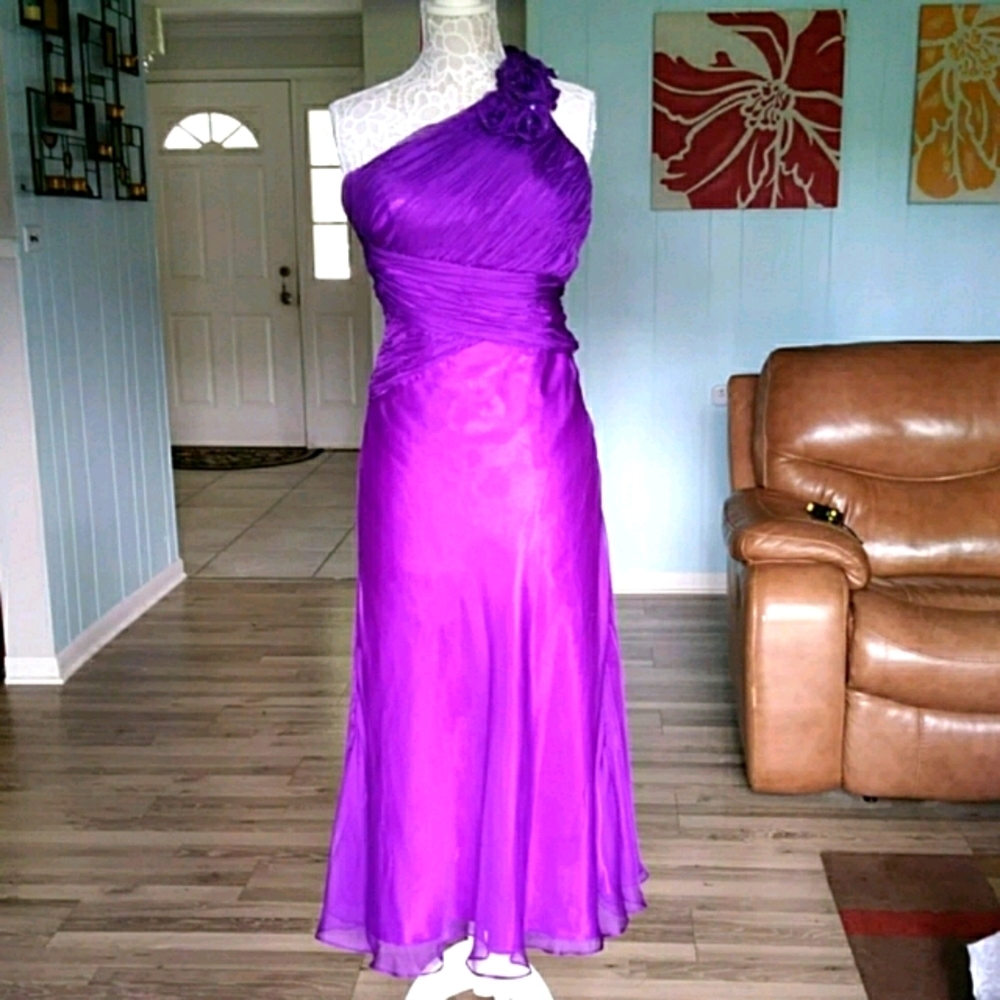 Cinderella purple long one shoulder dress